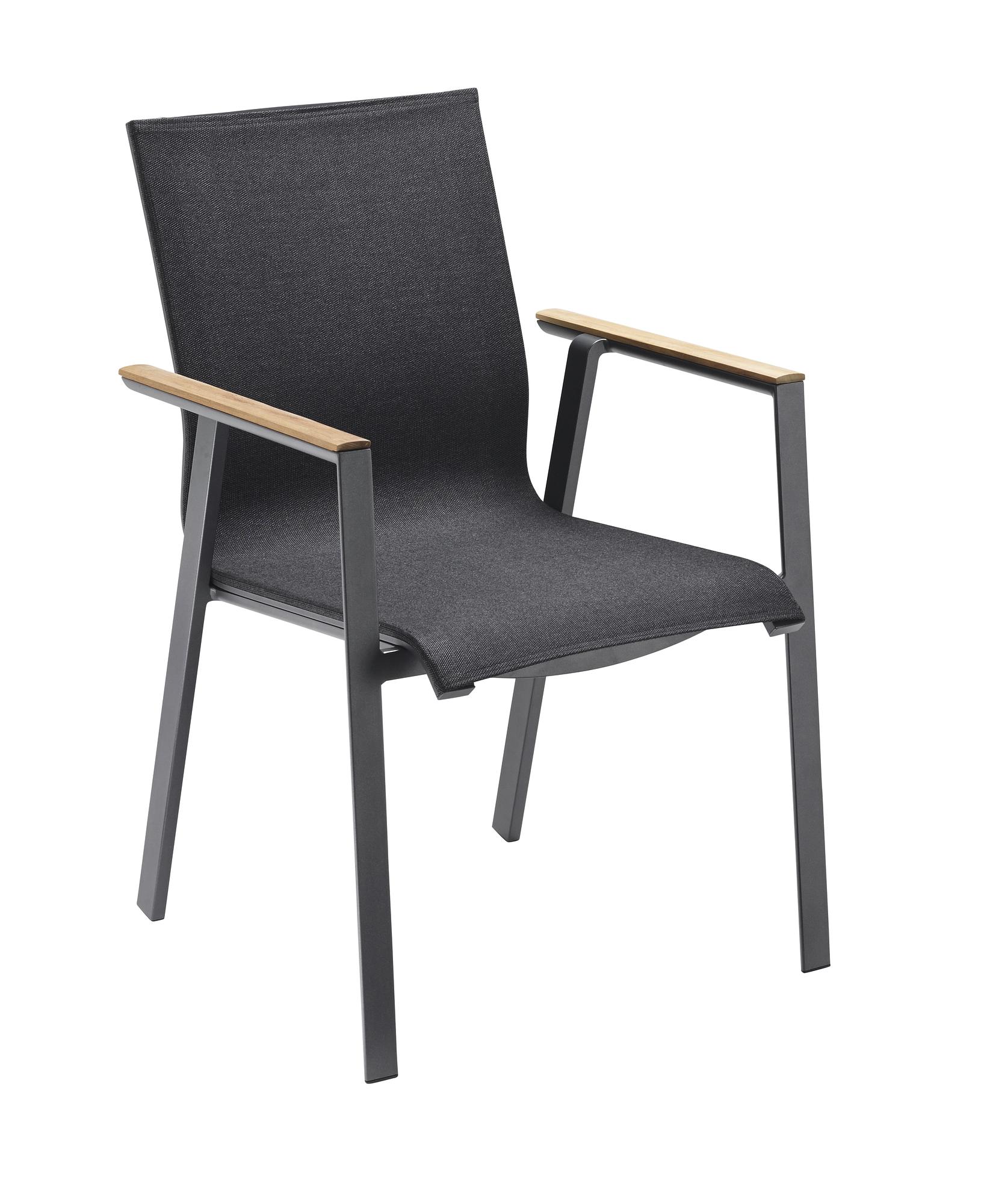 Soul Stuhl Stapelbar Aluminium mit Teak-Armlehne Anthrazit 1