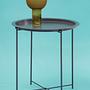 Steel Round Side Table Metal Grey 2