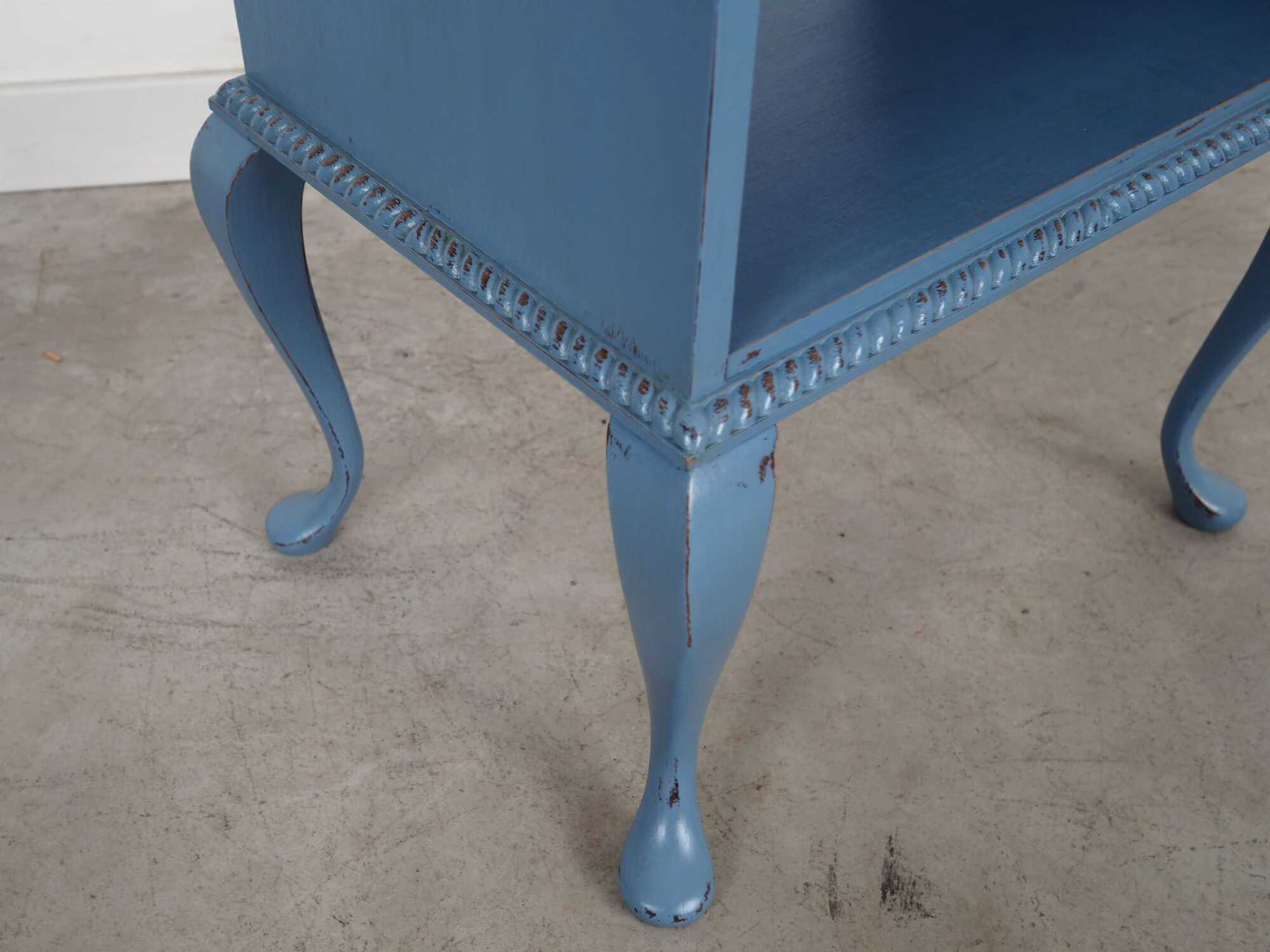 Vintage side table Oak wood Blue 1960s 9