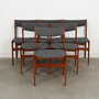 6x Vintage Stuhl Teakholz Textil Braun 1960er Jahre 2