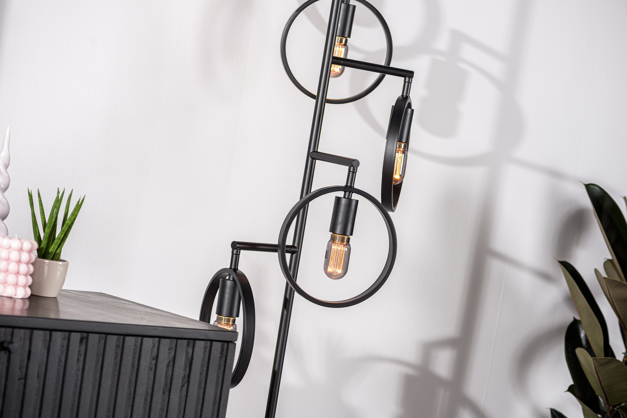 Floor lamp 5-light metal black 6
