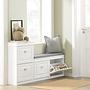 Estha I Shoe cabinet Bench with seat cushion Wood White Gray 5
