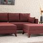 Bella Sofa Récamiere Links mit Hocker Rot 0