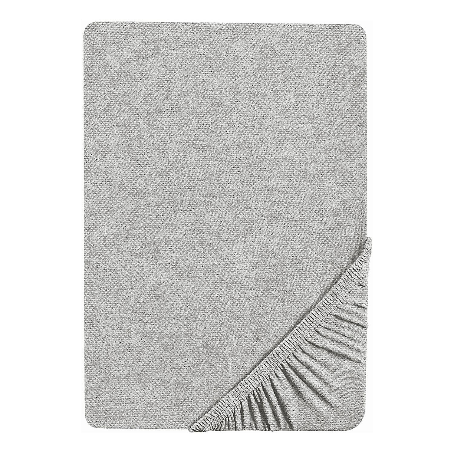 Spannbetttuch 0841380 Baumwolle Flanell Grau 90-100 x 200 cm 0