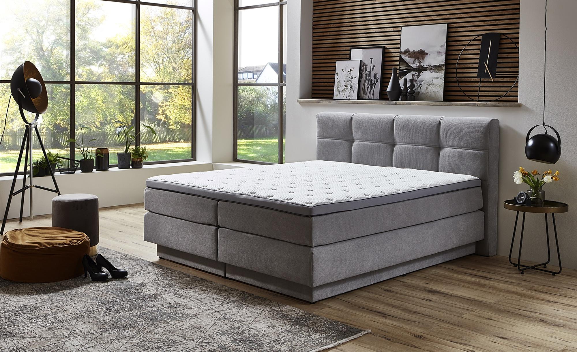 Chicago Boxspringbett mit Bettkasten & Topper Silber 2