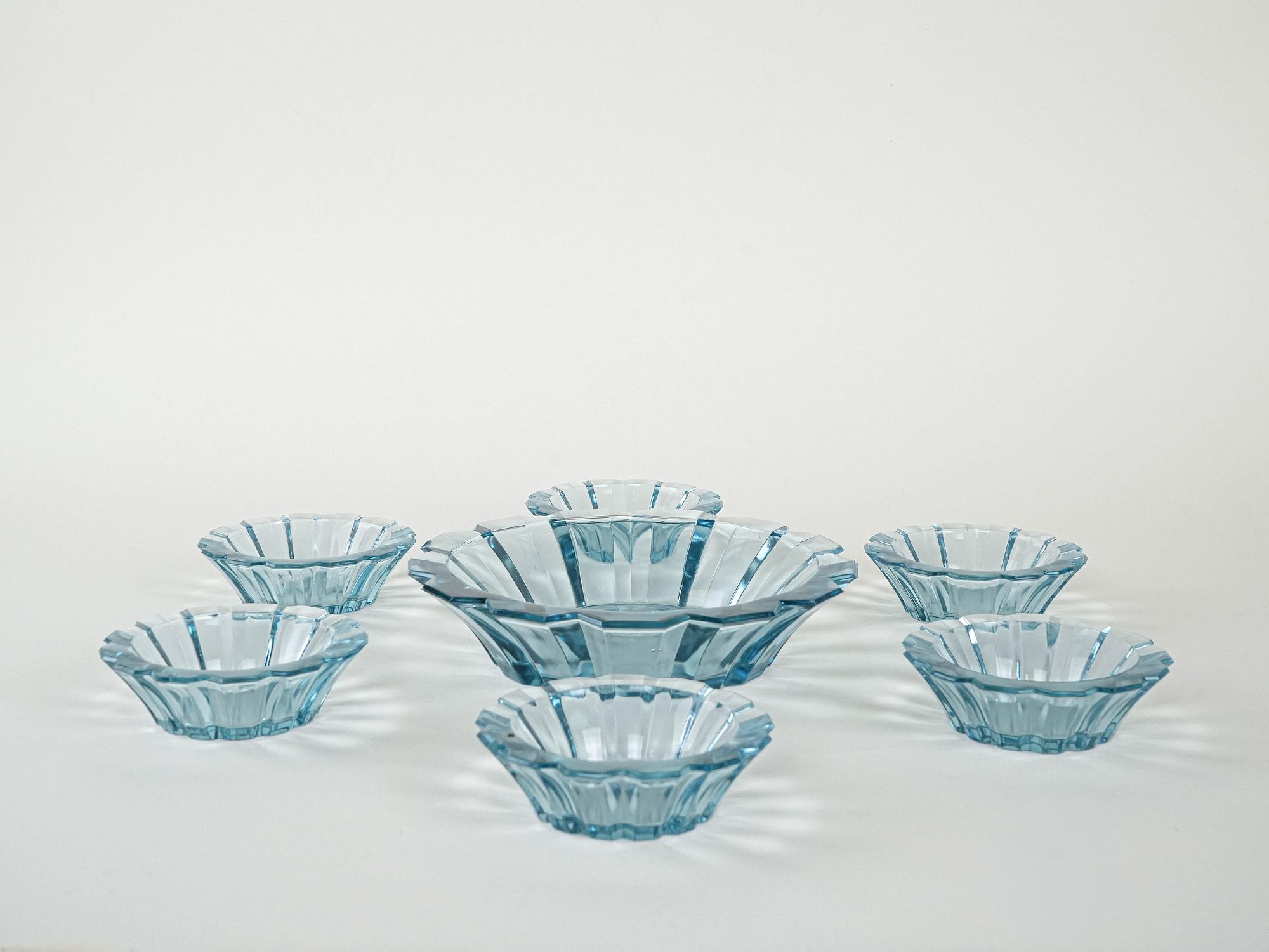 Glass bowl set Transparent 1970s 2