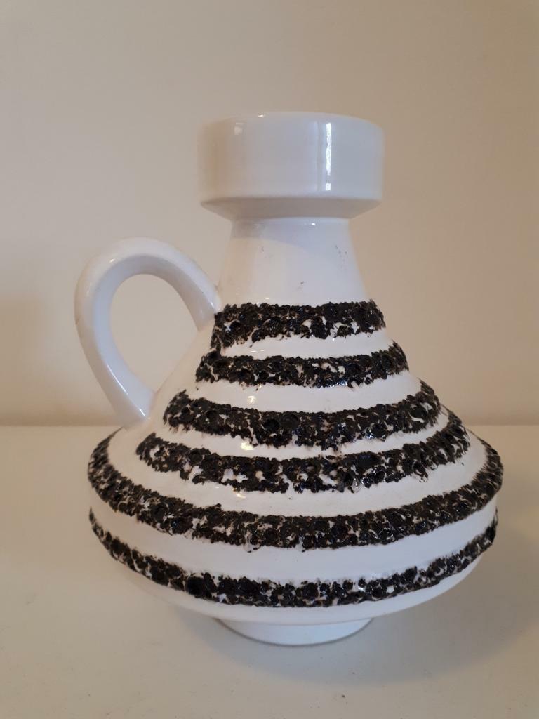 Vintage Vase Keramik Schwarz Weiß 1960er Jahre 2