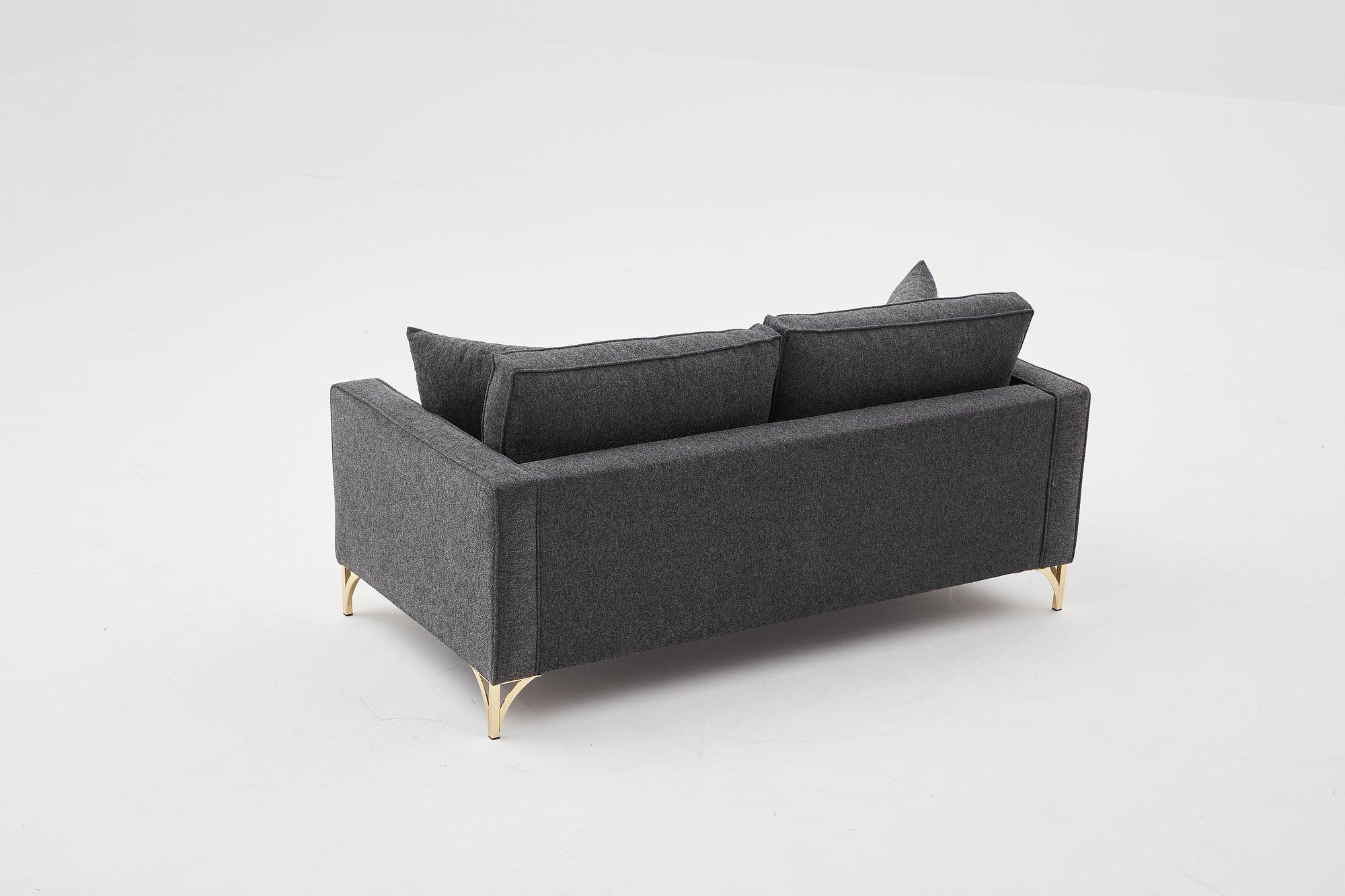 Lima Sofa 2-Sitzer Anthrazit mit goldenen Beinen 4