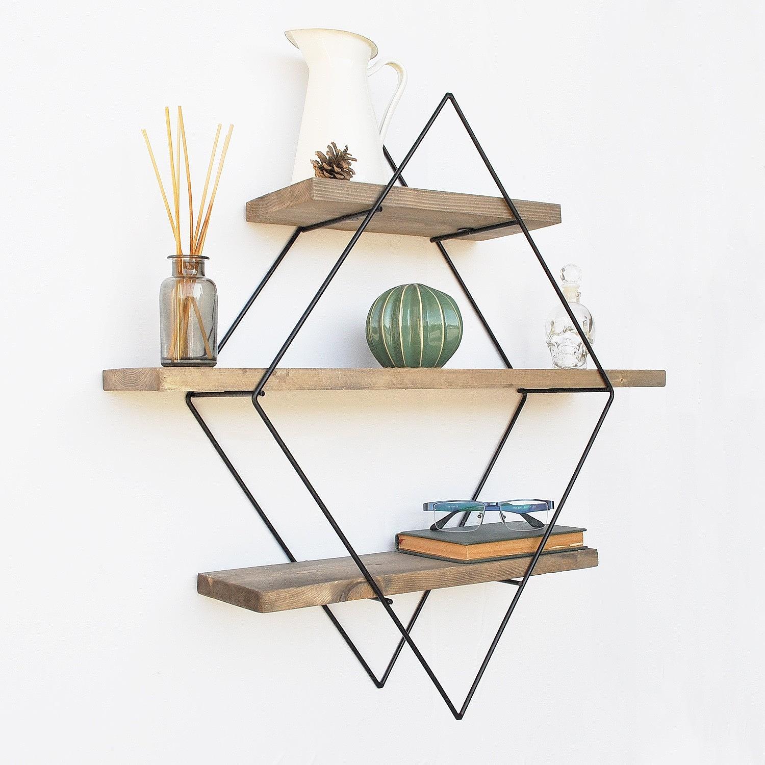Wr007 Wooden veneer shelf Black 1