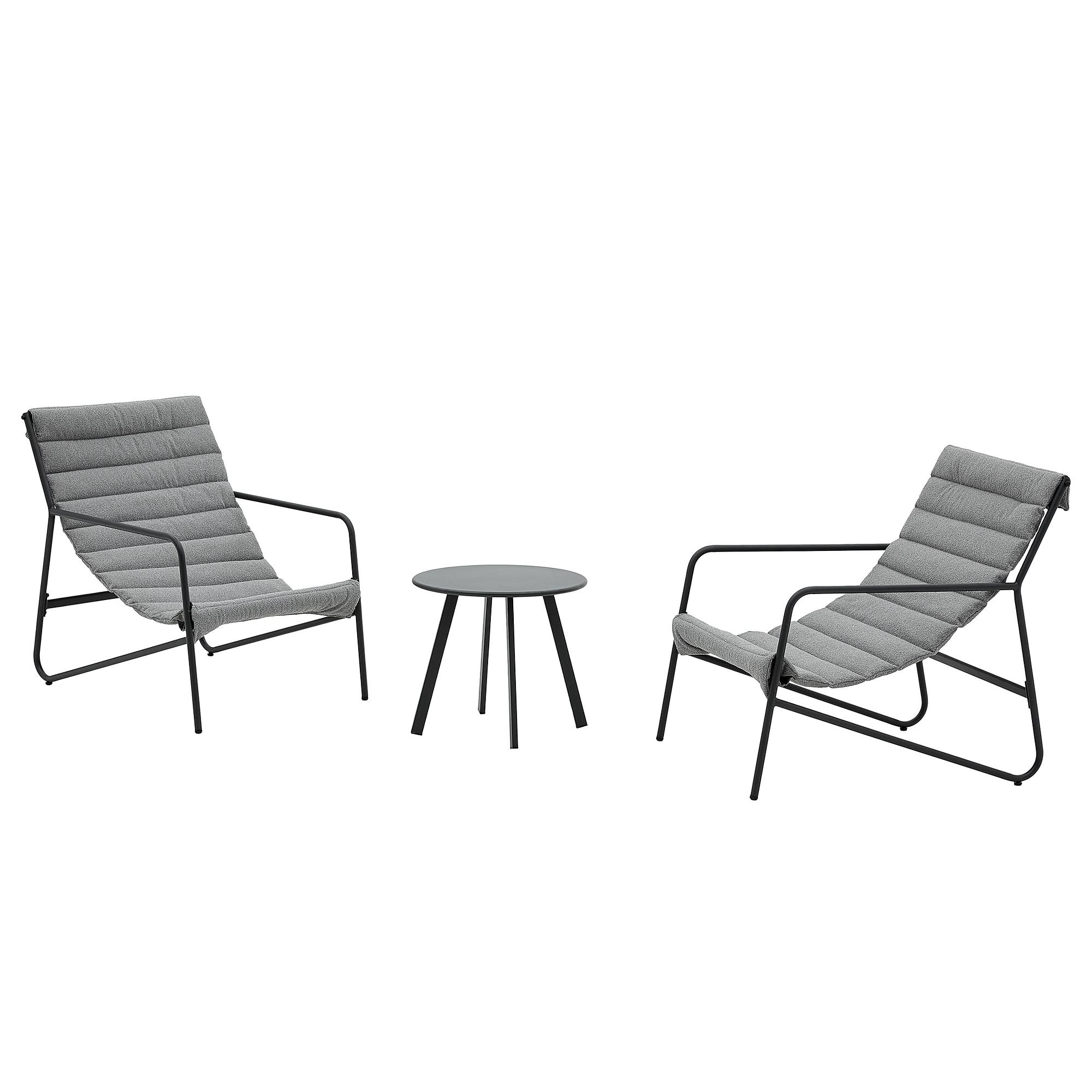 Outdoor Lounge 3-piece Set Steel Bouclé Anthracite 3