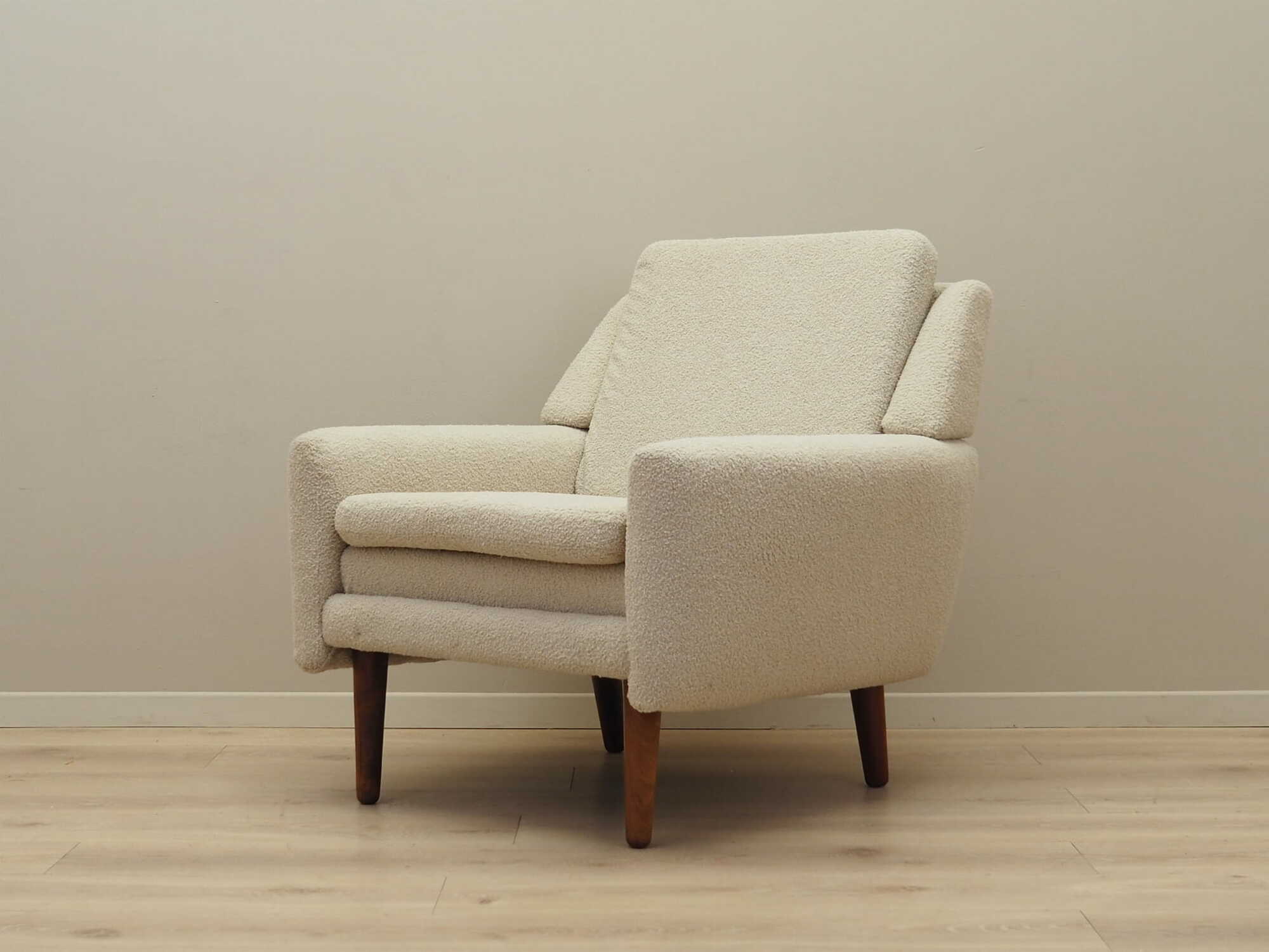 Armchair Textile Wood Cream 1970s 5