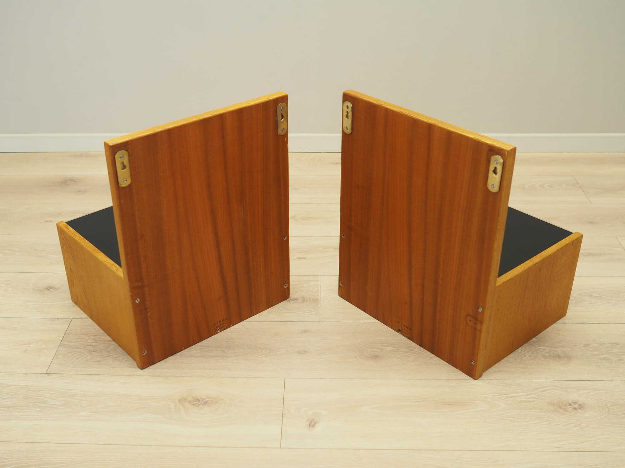 2x Hanging Nightstand Set Wood Brown 1960s 8