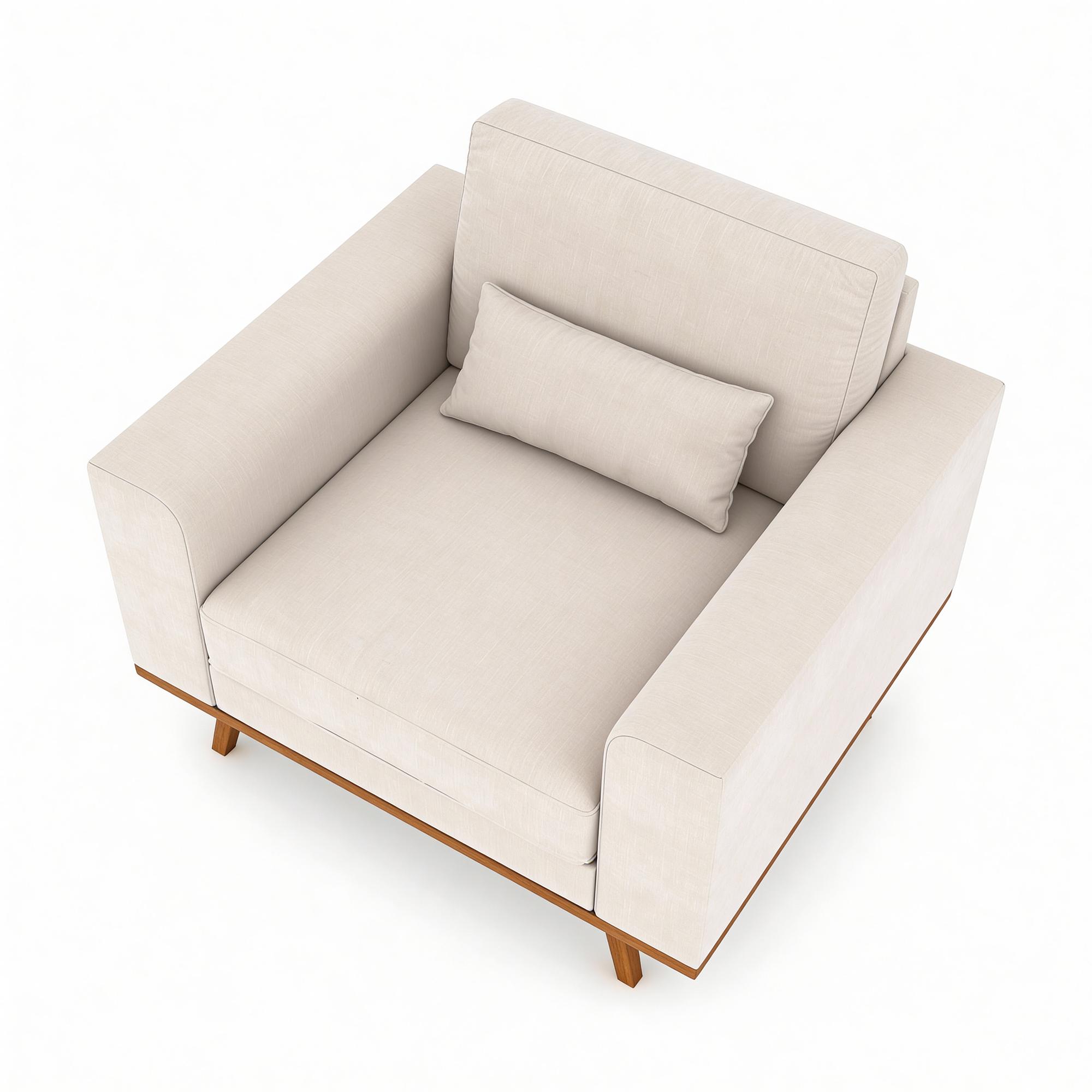 Armchair Japandi 1-Seater Fabric Beige 6