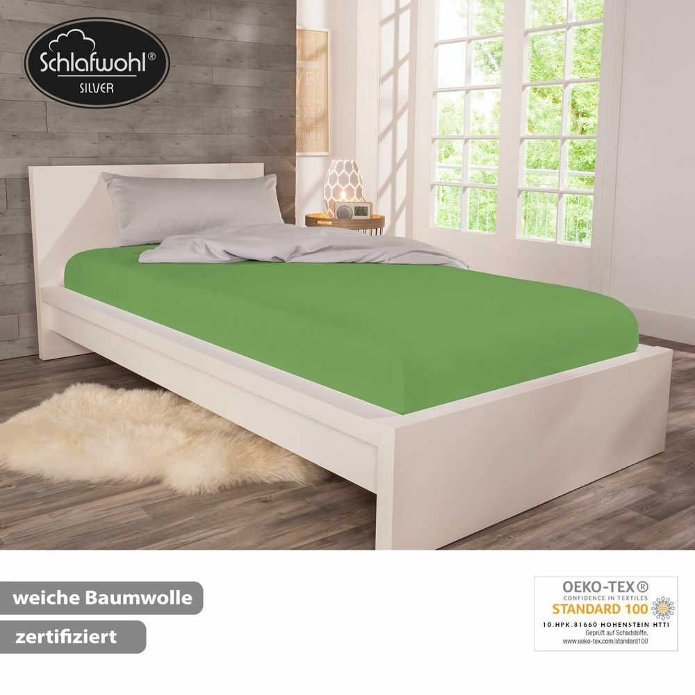 Spannleintuch für Boxspringbett aus Baumwolle Grün 2