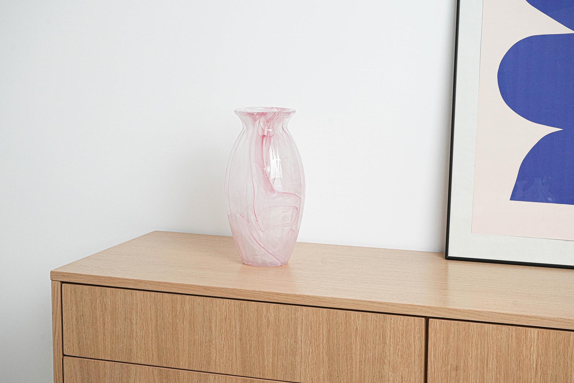 Glasvase Rosa 1980er Jahre 1