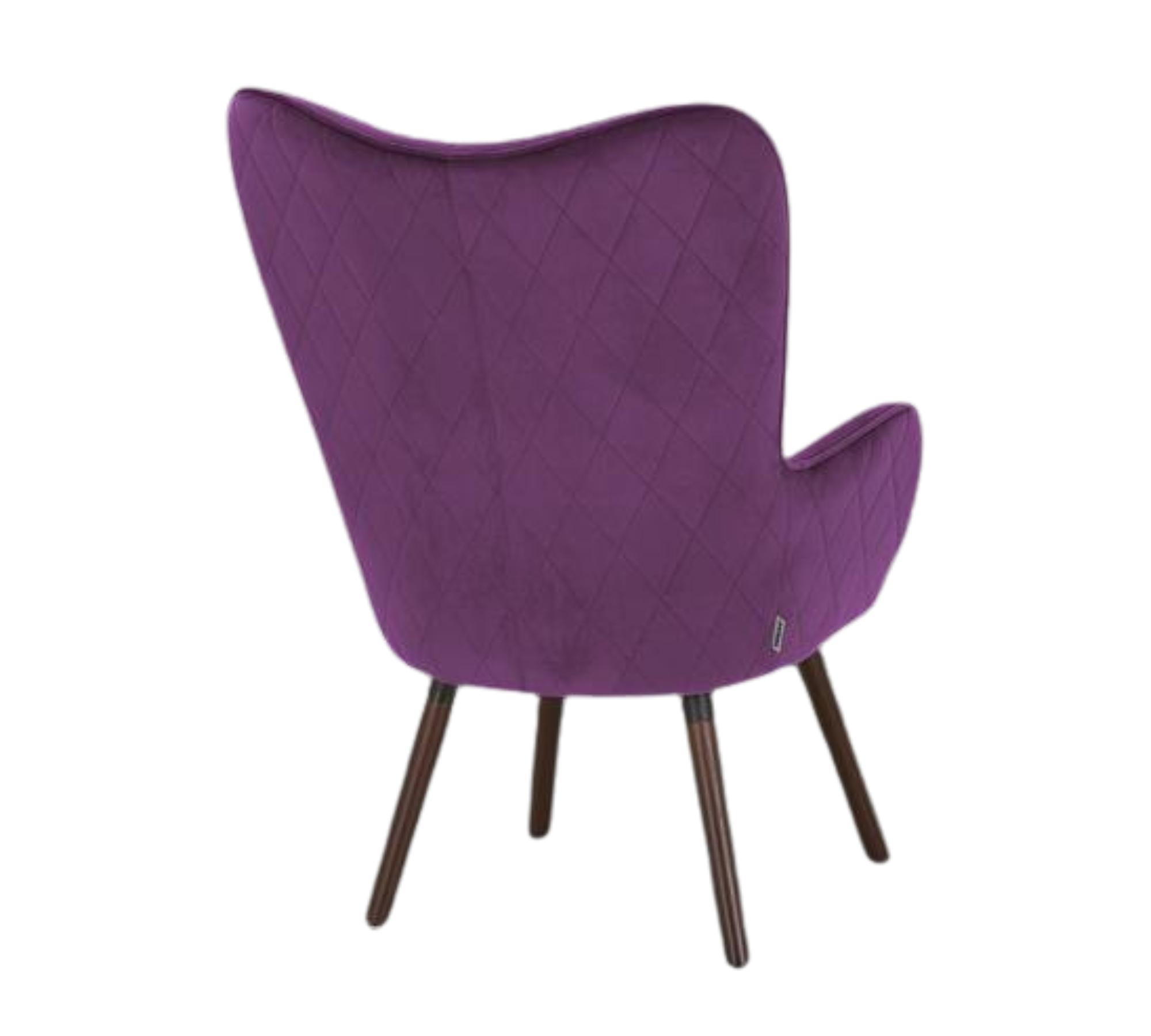 Bridget Sessel Samt Massivholz Violett 3