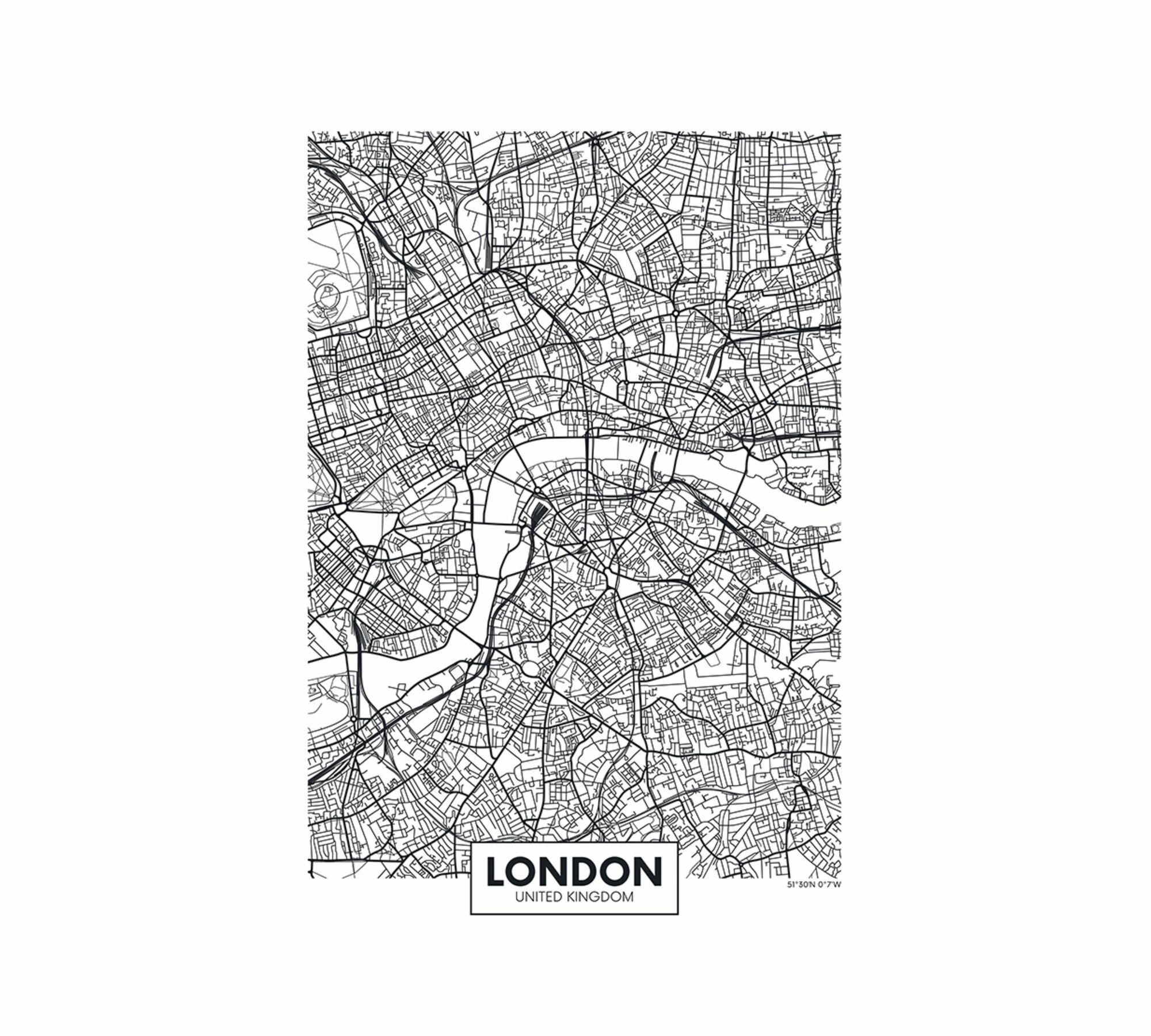 London City Map Kunstdruck mit Rahmen Mehrfarbig 1