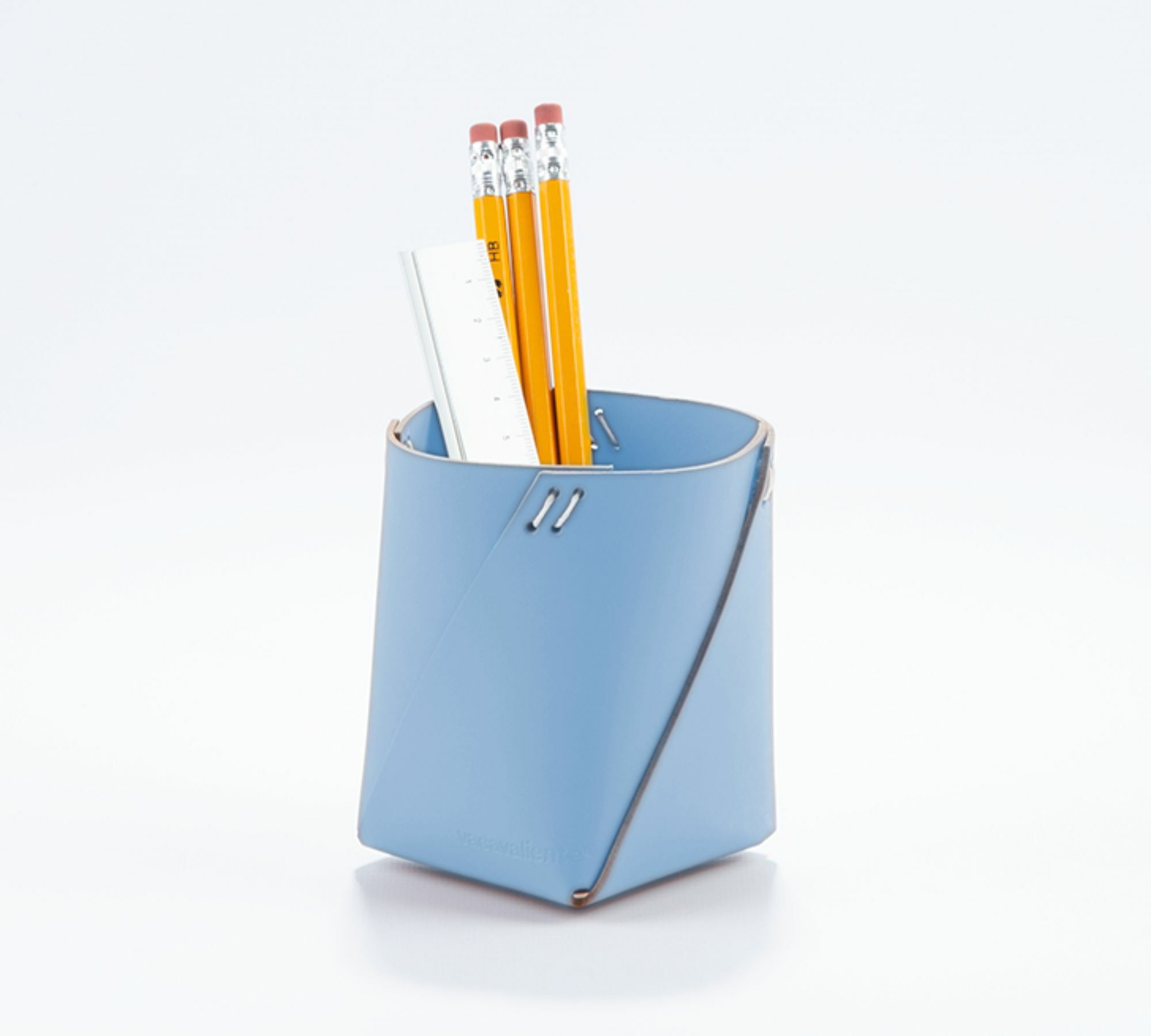 Stiftehalter 100% Recyceltes Leder Blau 2