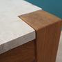 Vintage side table oak wood stone brown 1970s 10