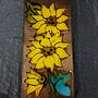 Vintage Keramik Wandfliese Sonnenblumen Gelb Braun 1