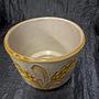 Vintage Blumentopf Keramik Weiß Gold 2