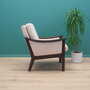 Vintage armchair wood fabric cream 1970s 6