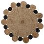 Bosie Demir Kleiner Runder Natur- und Schwarz Jute Teppich 0