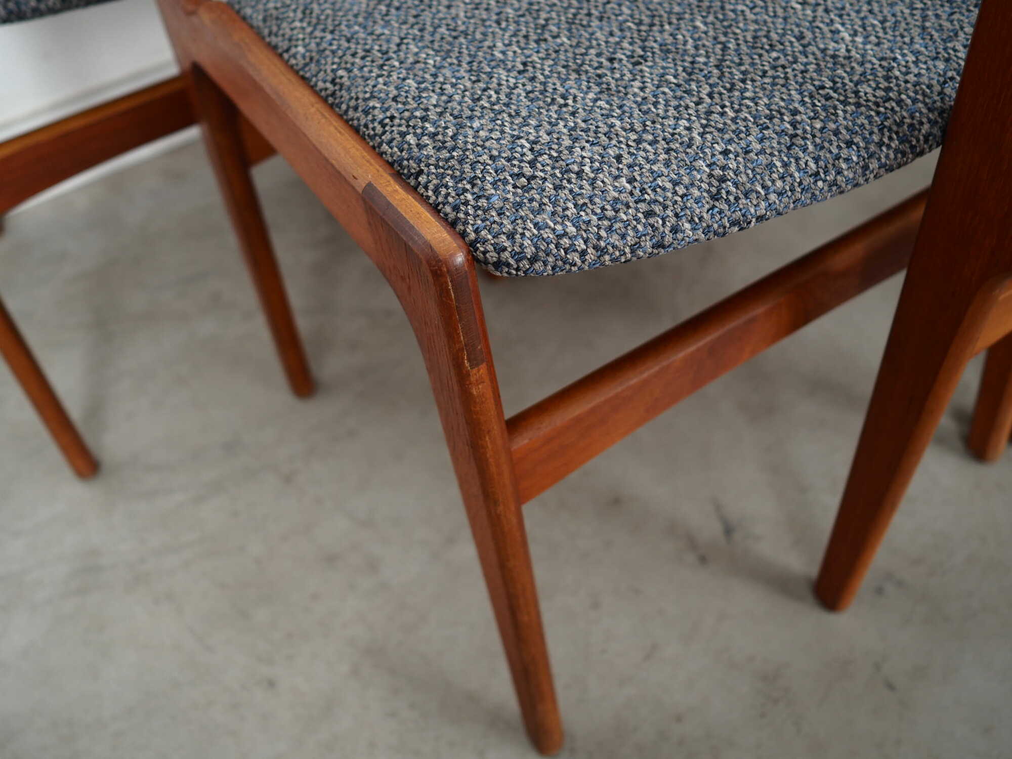 6x Vintage Stuhl Teakholz Textil Braun 1960er Jahre 3