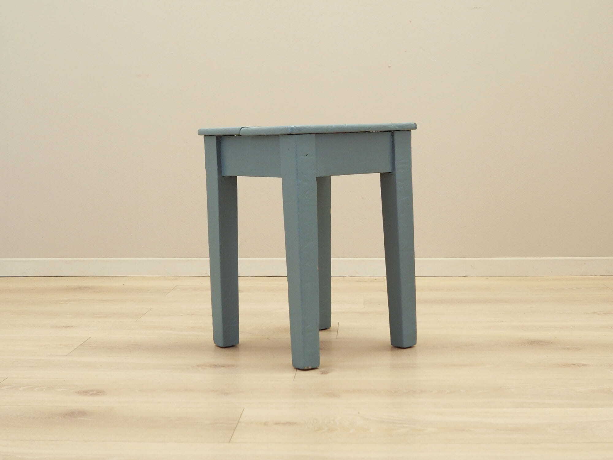 Hocker Holz Grau 1950er Jahre 6