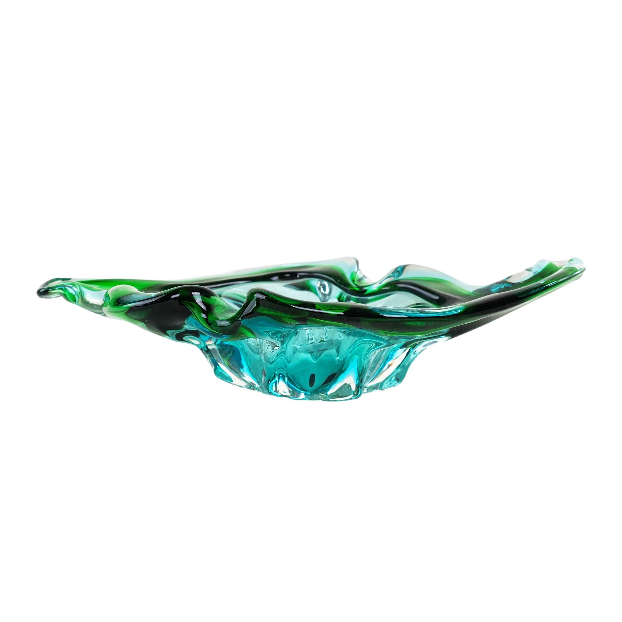 Platte Murano-Glas Grün 1960er Jahre 0