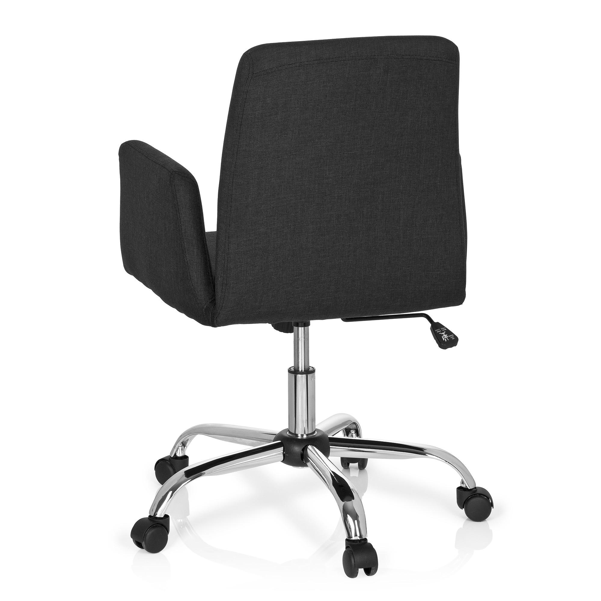 FLOW Sedia da ufficio girevole con ruote tessuto nero 6