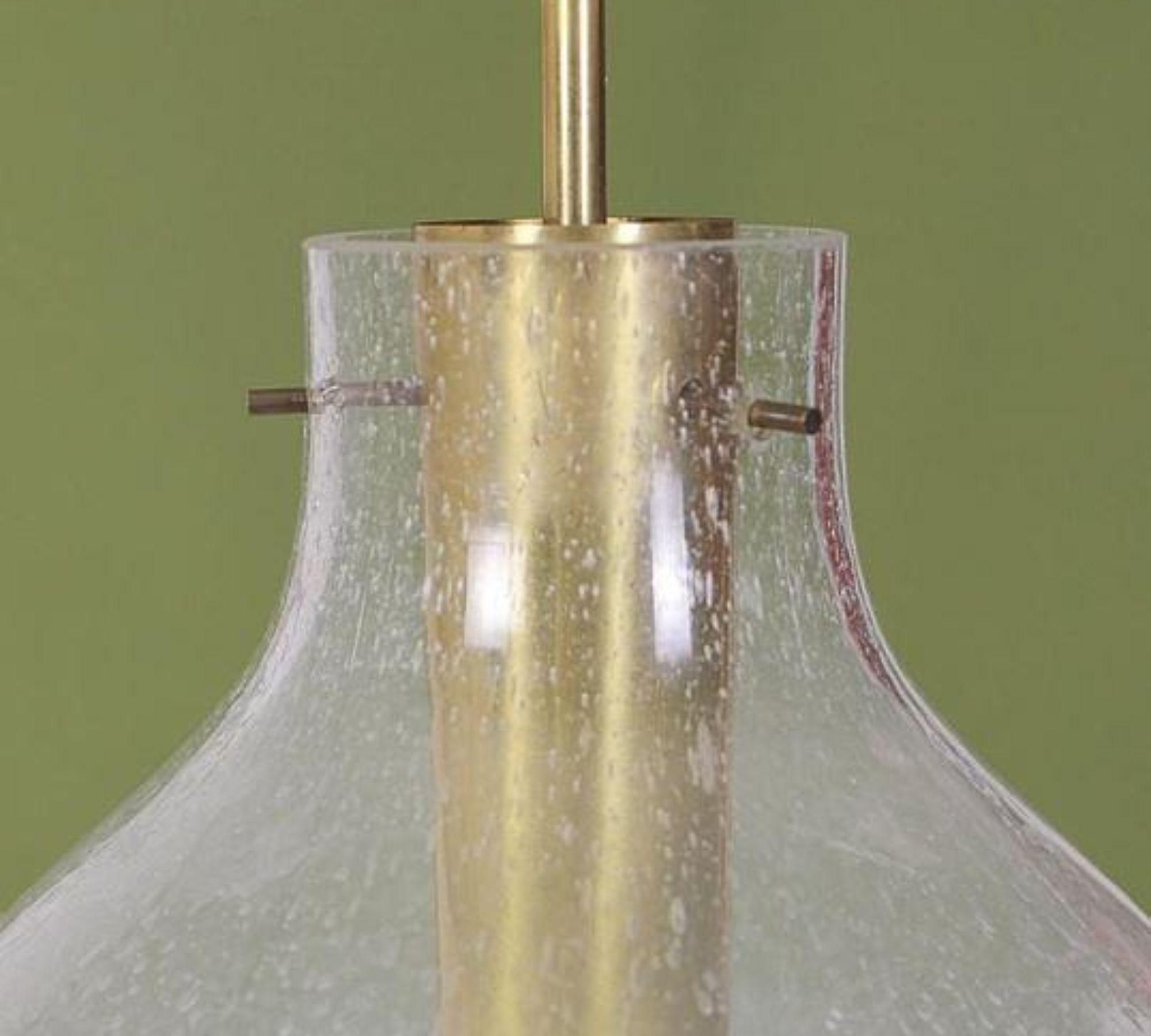 Tulpe Pendelleuchte Eisglas 1960er Jahre 1