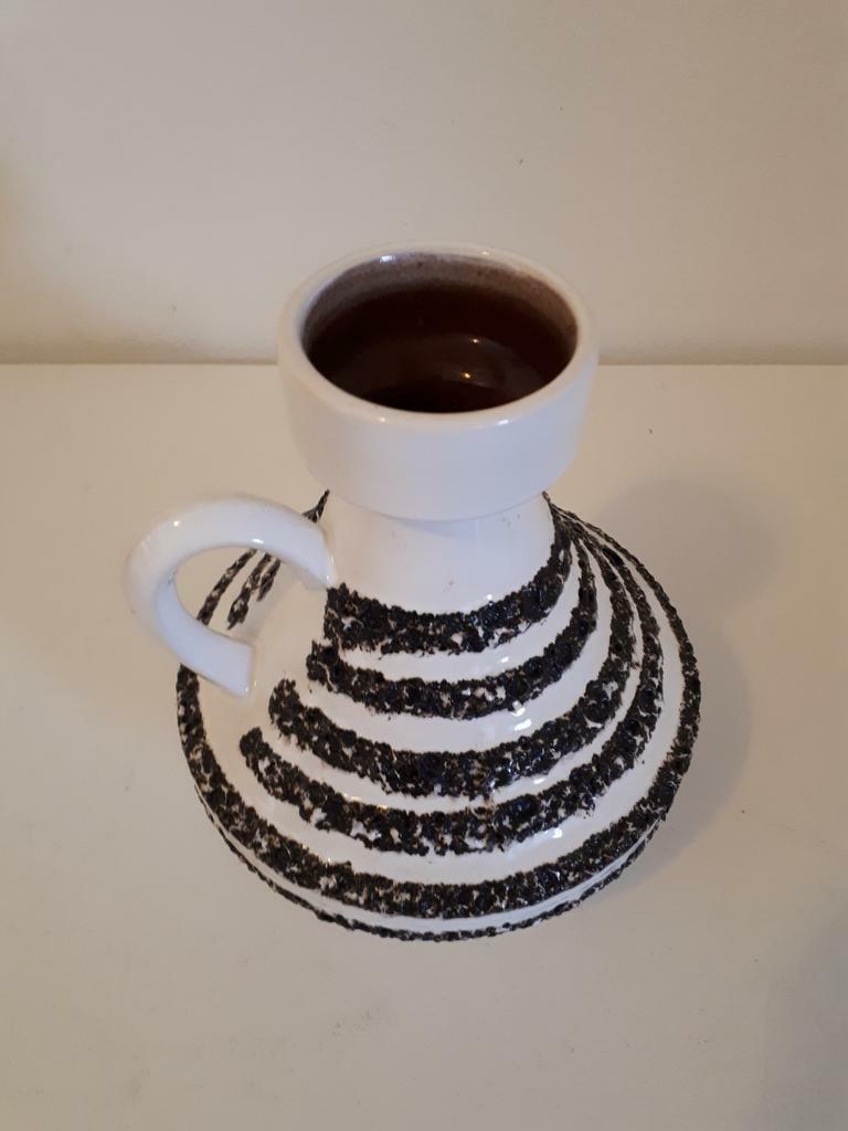Vintage Vase Keramik Schwarz Weiß 1960er Jahre 3