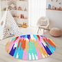 Abstract Pattern Children's Rug Multicolored Ø120cm 2