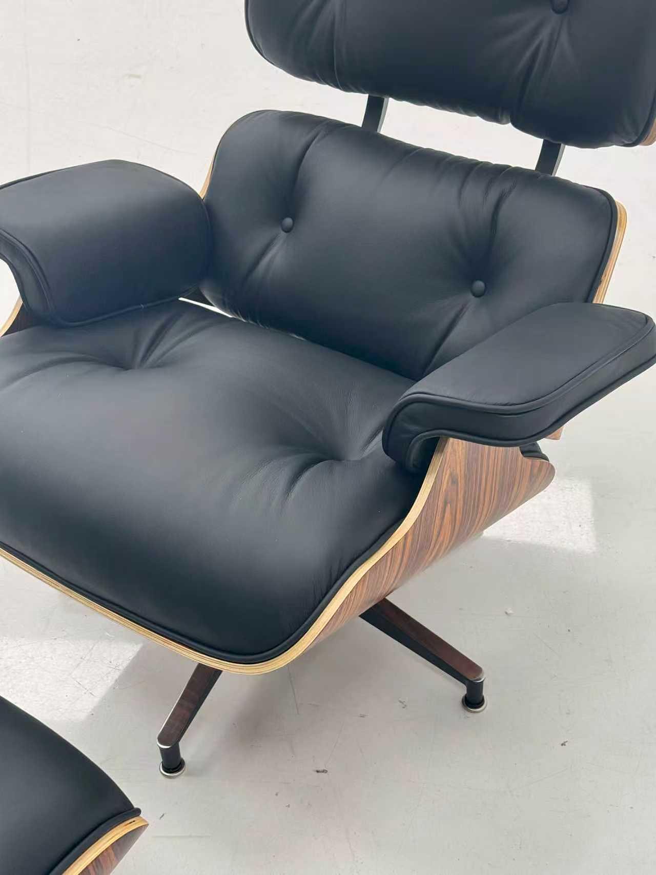 Eames Lounge Chair &amp; Ottoman Leder Holz Schwarz Braun 7