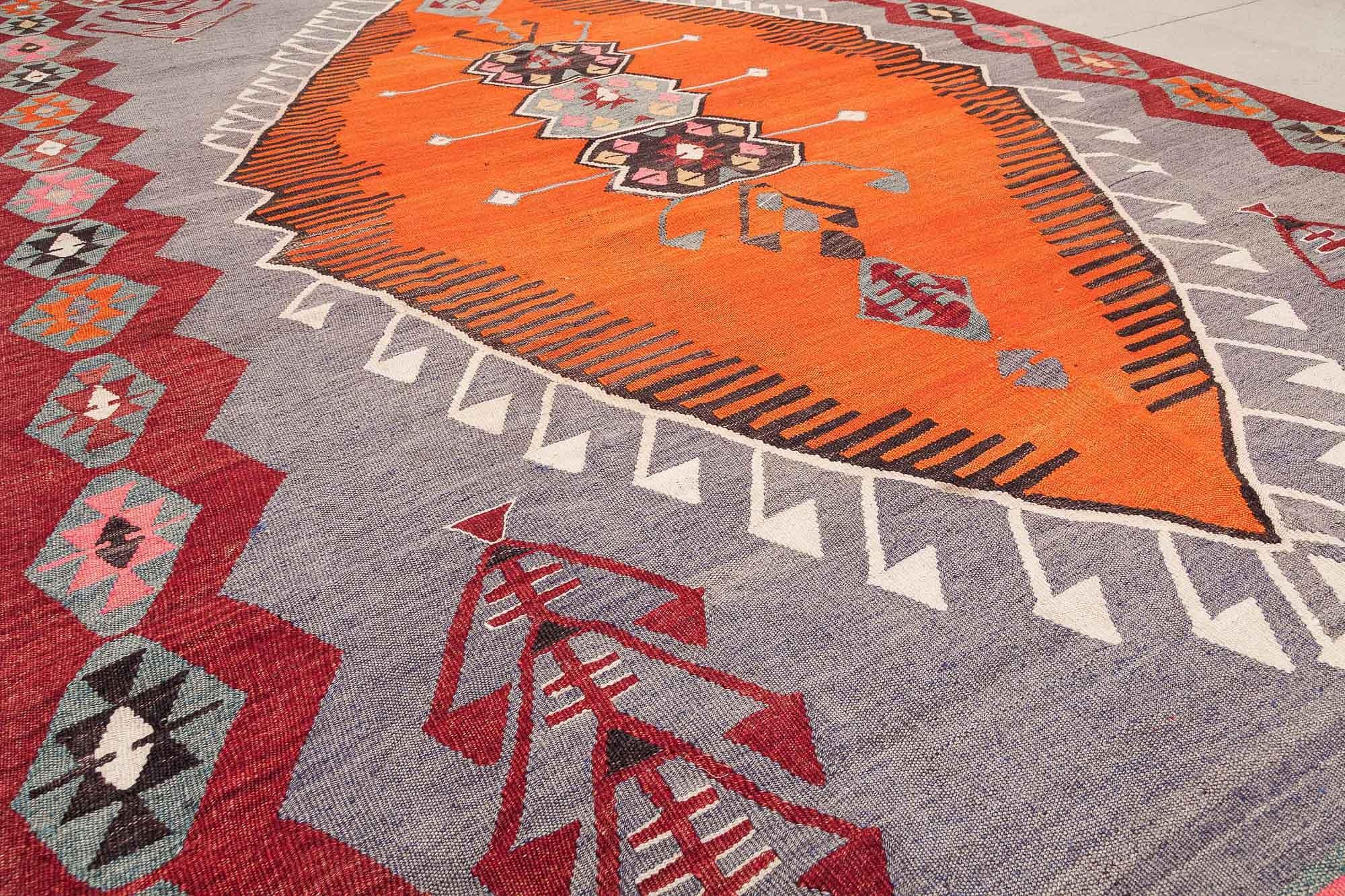 Vintage Kilim Teppich Wolle Mehrfarbig 3