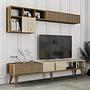 Milan lowboard with wall shelf walnut brown cream 3