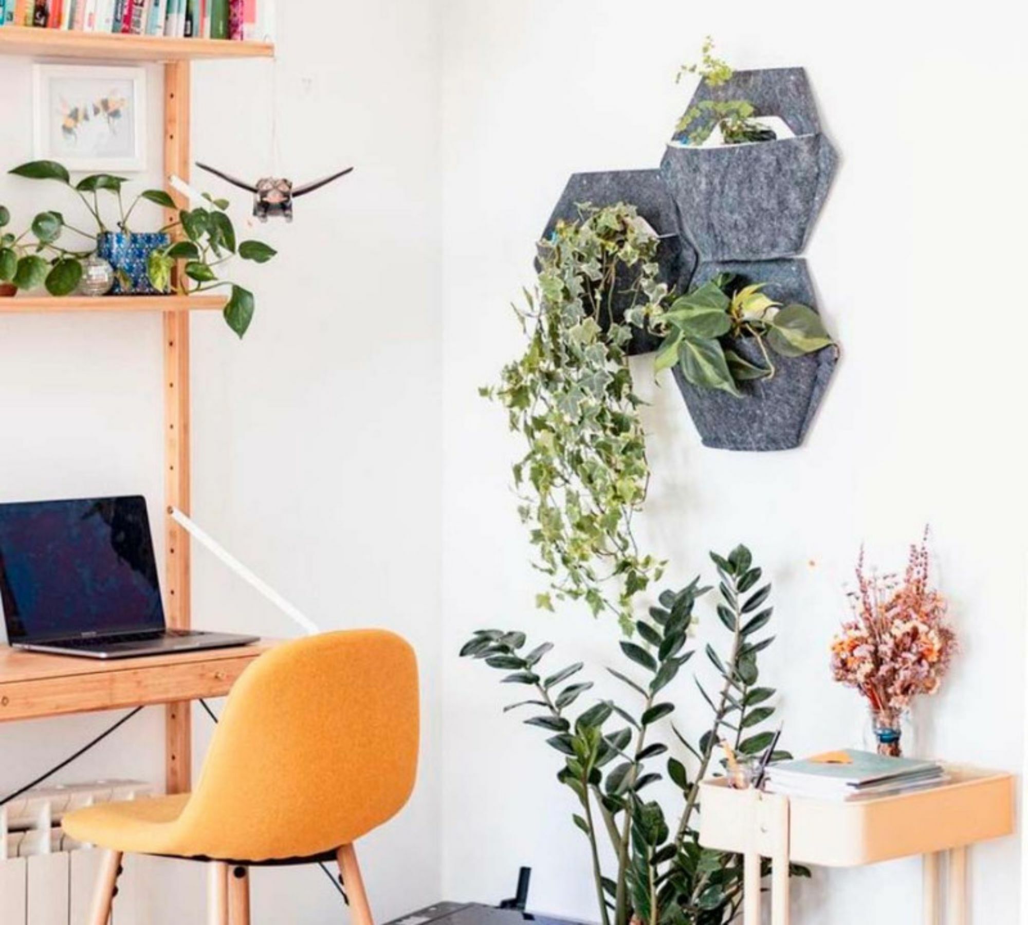 3x Wall planter Gray with textile cover 3