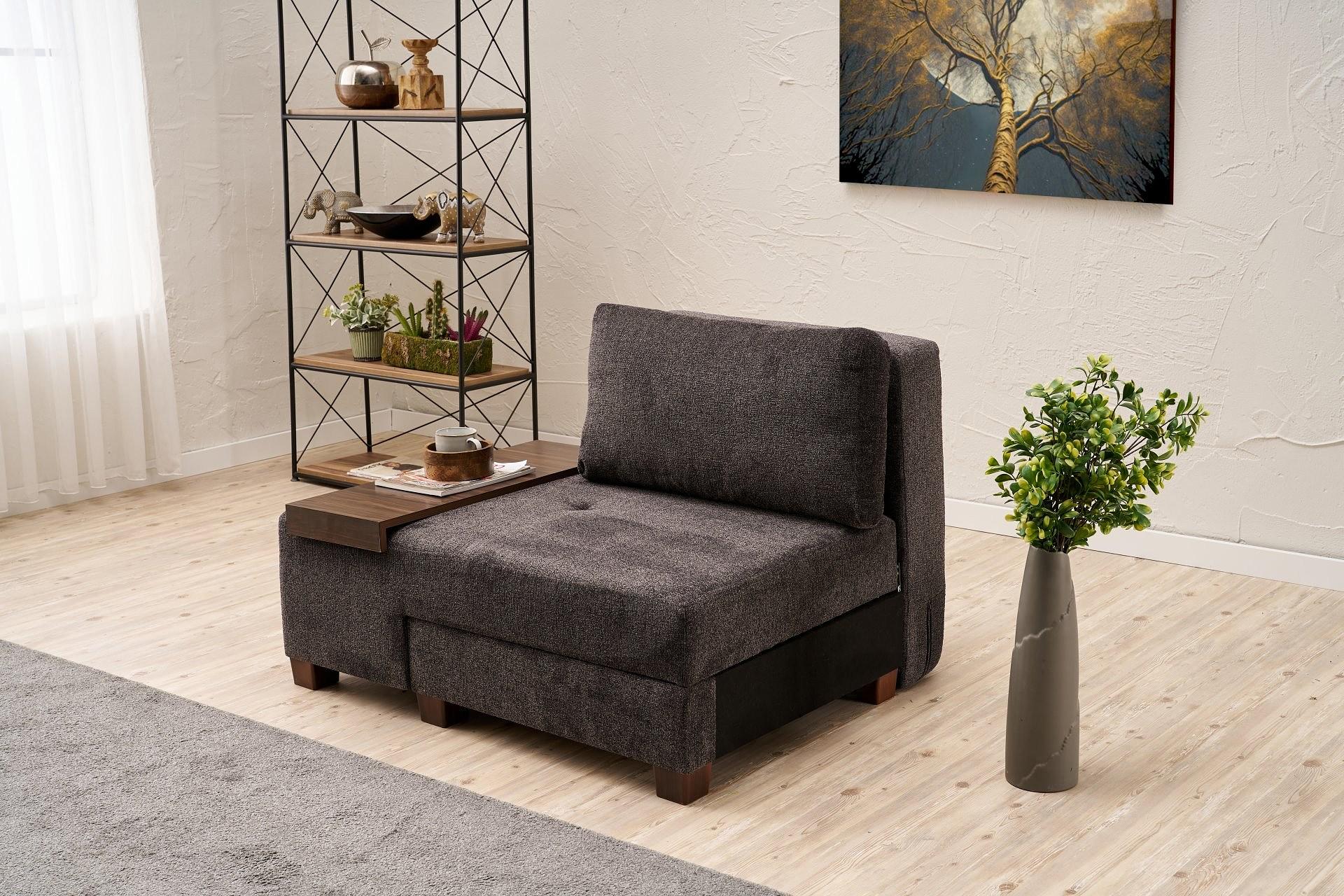 Perenna 1-seater module left Chenille Anthracite 1