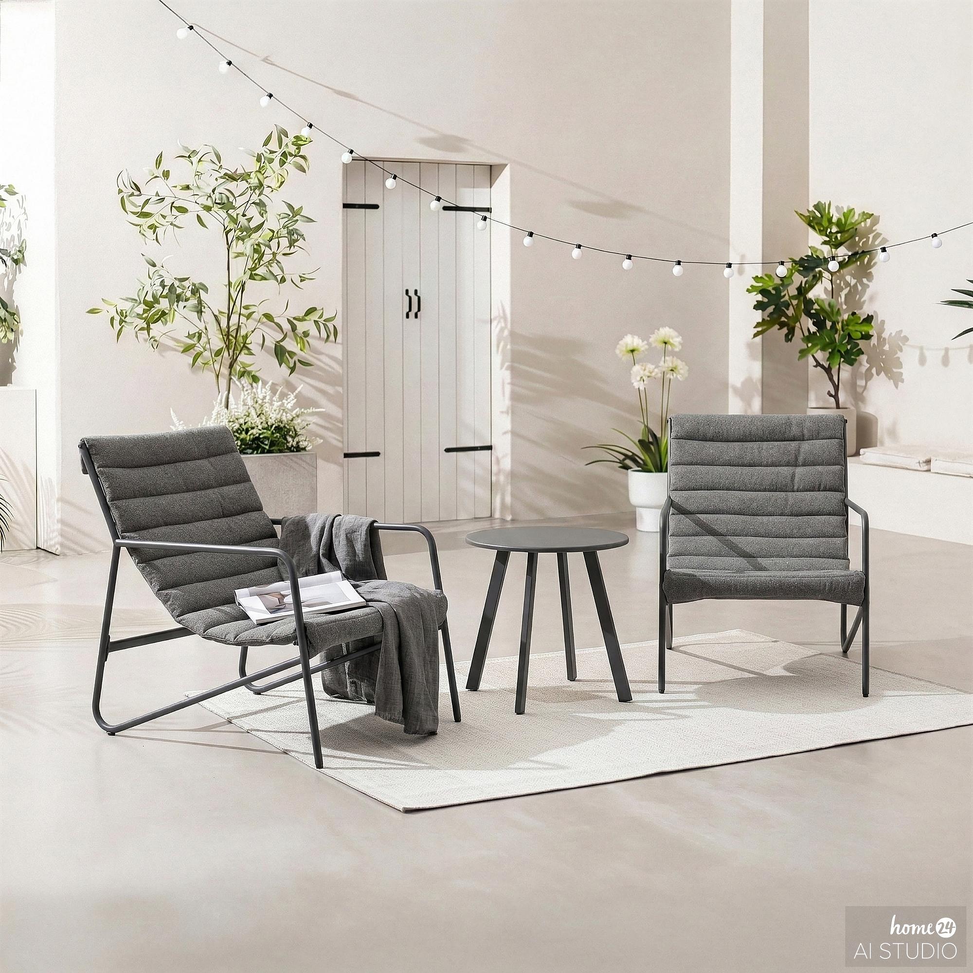 Outdoor Lounge 3-piece Set Steel Bouclé Anthracite 1