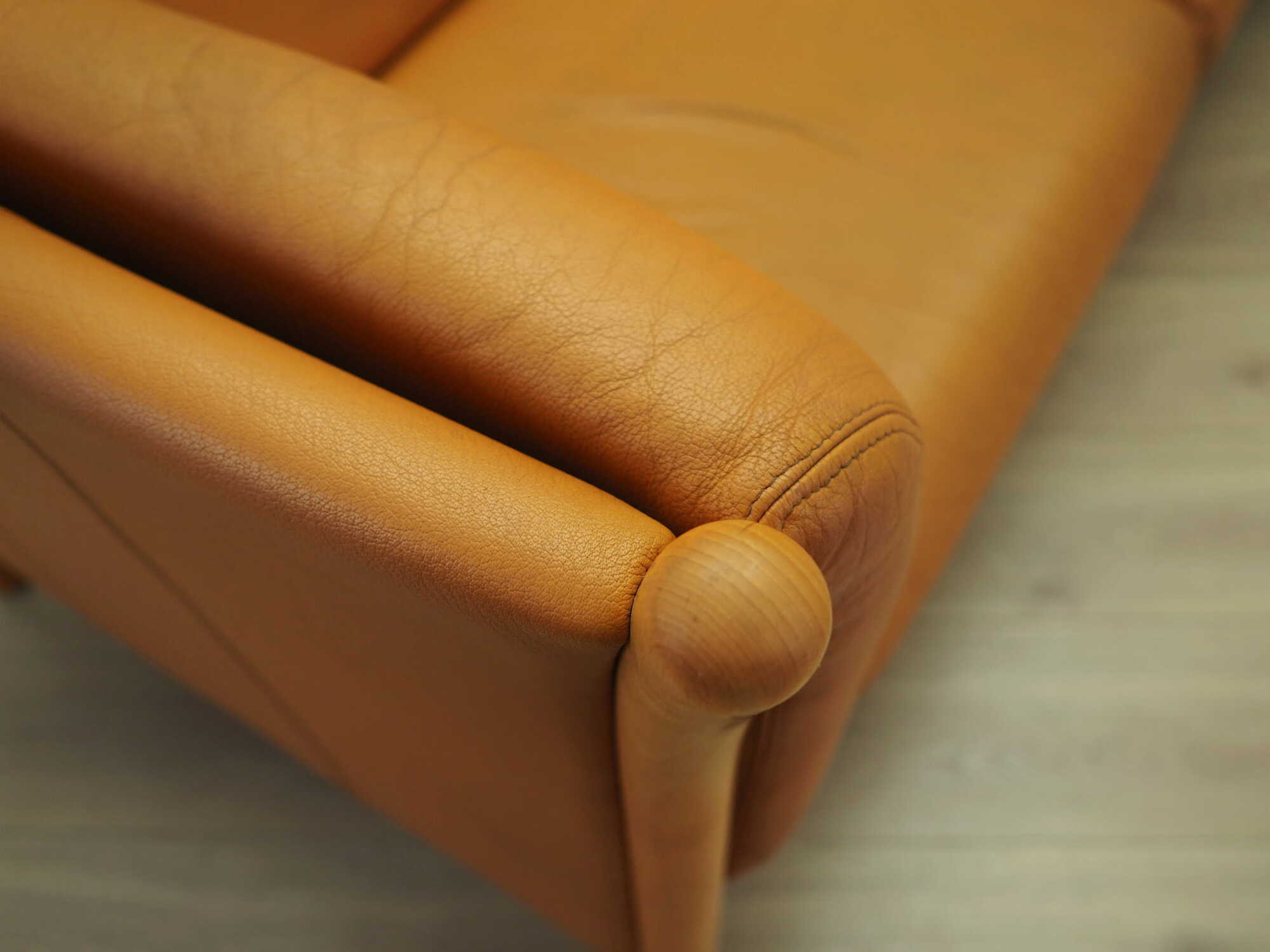 Vintage Sofa 3-Sitzer Leder Orange 1970er Jahre 7