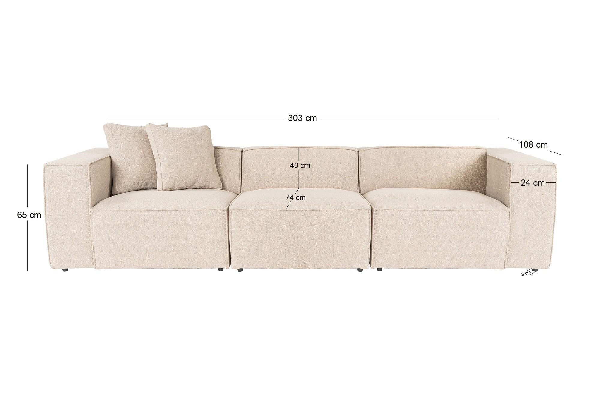 Lora 3-Sitzer Sofa Beige 4