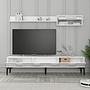 Lyon 2 TV cabinet Wood veneer White Black 2