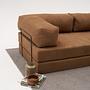 Comfort Schlafsofa 2-Sitzer mit Hocker Braun 4