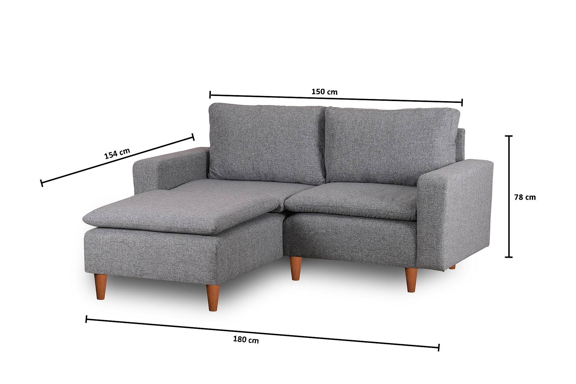 Lungo Mini Ecksofa Hellgrau 8