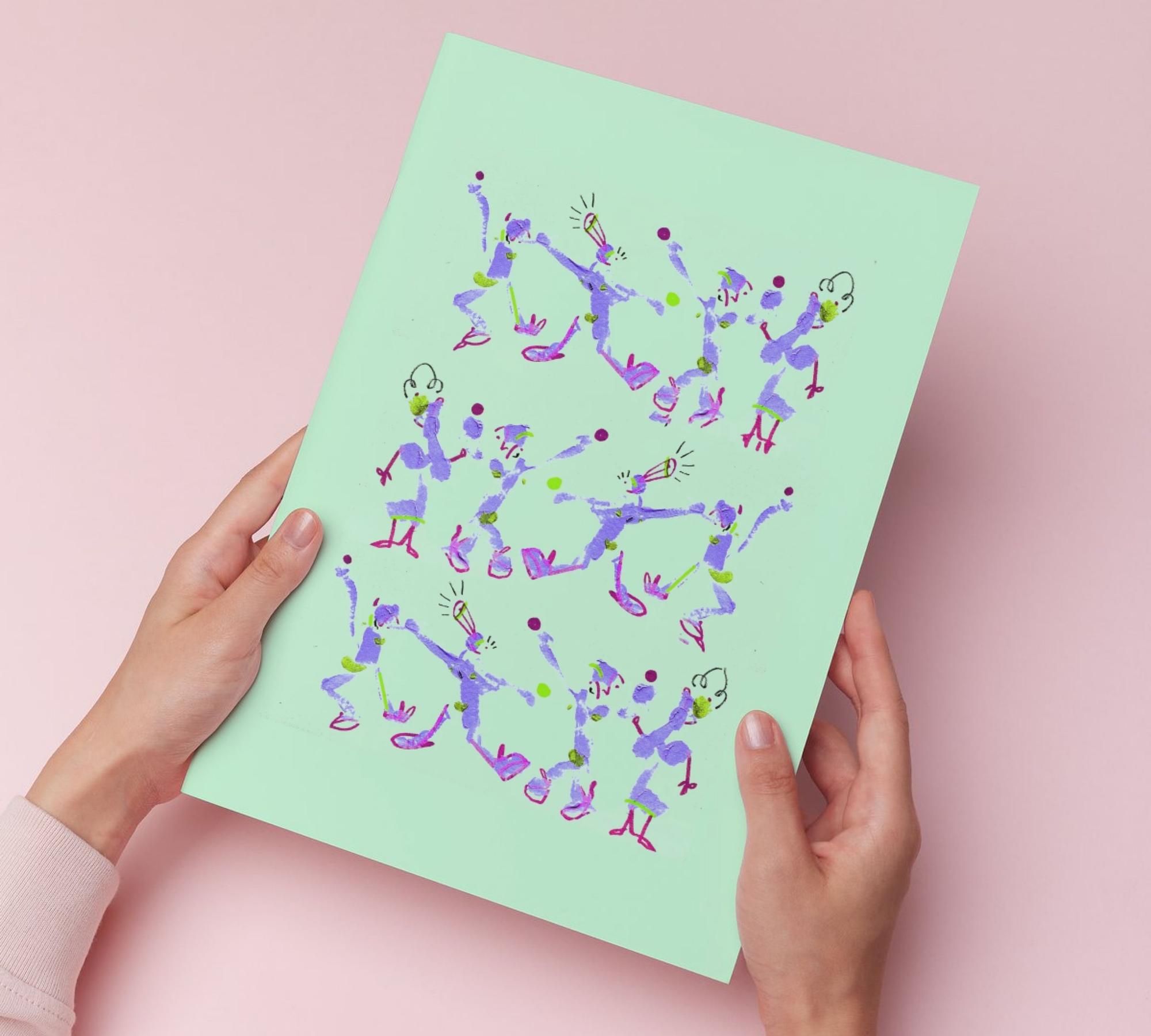 Multitude türkis mit lila Kunstdruck Mehrfarbig 0