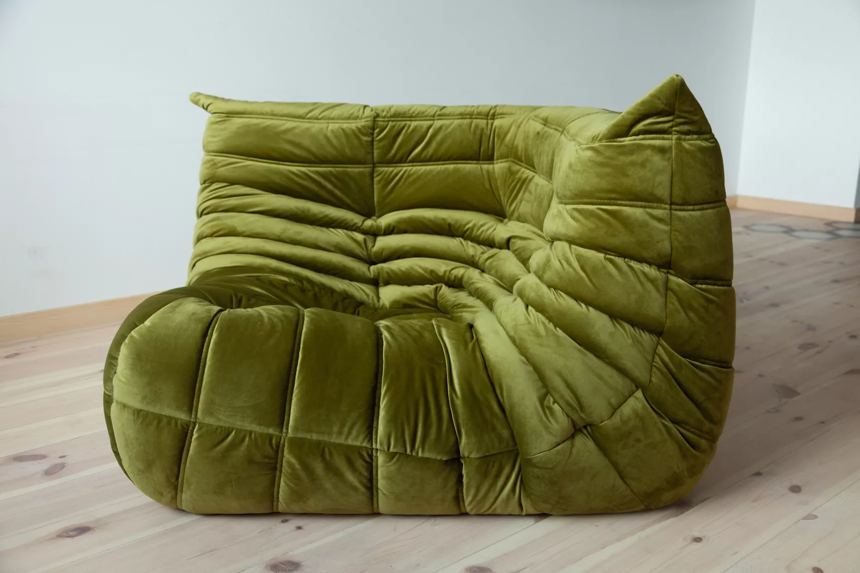 Togo Corner Sofa Velvet Olive Green 1