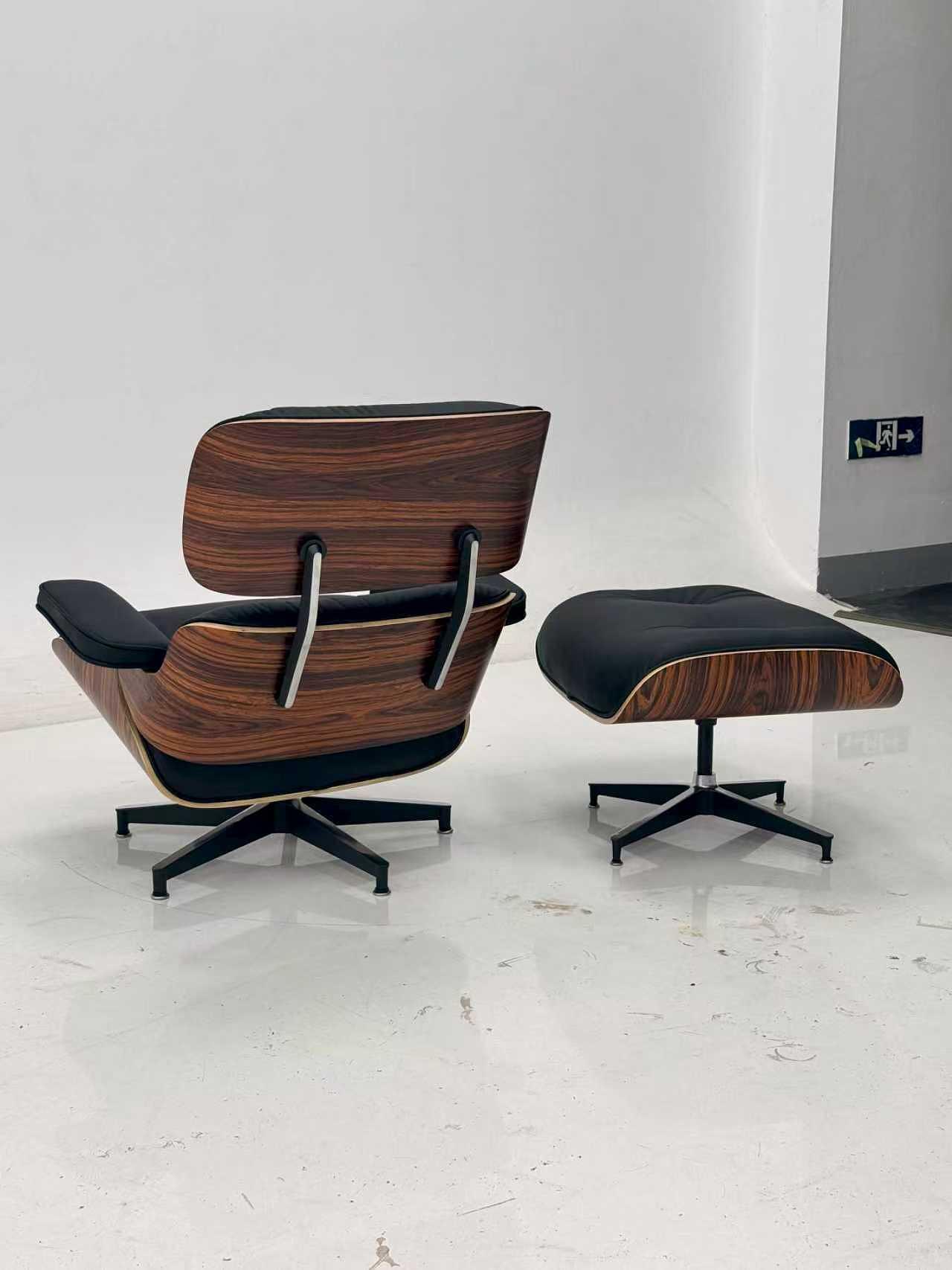Eames Lounge Chair &amp; Ottoman Leder Holz Schwarz Braun 8