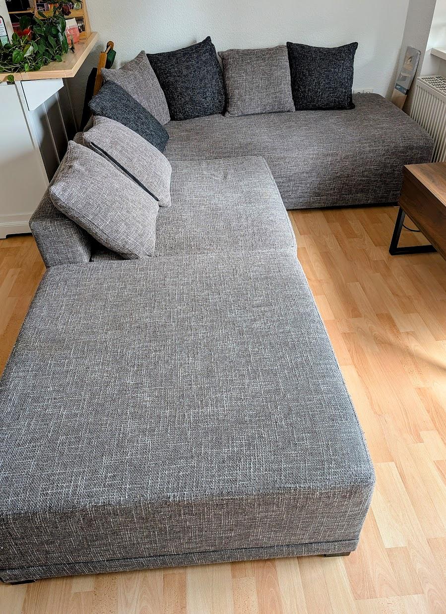3-piece Set Modular Sofa Grey and Ottoman 0