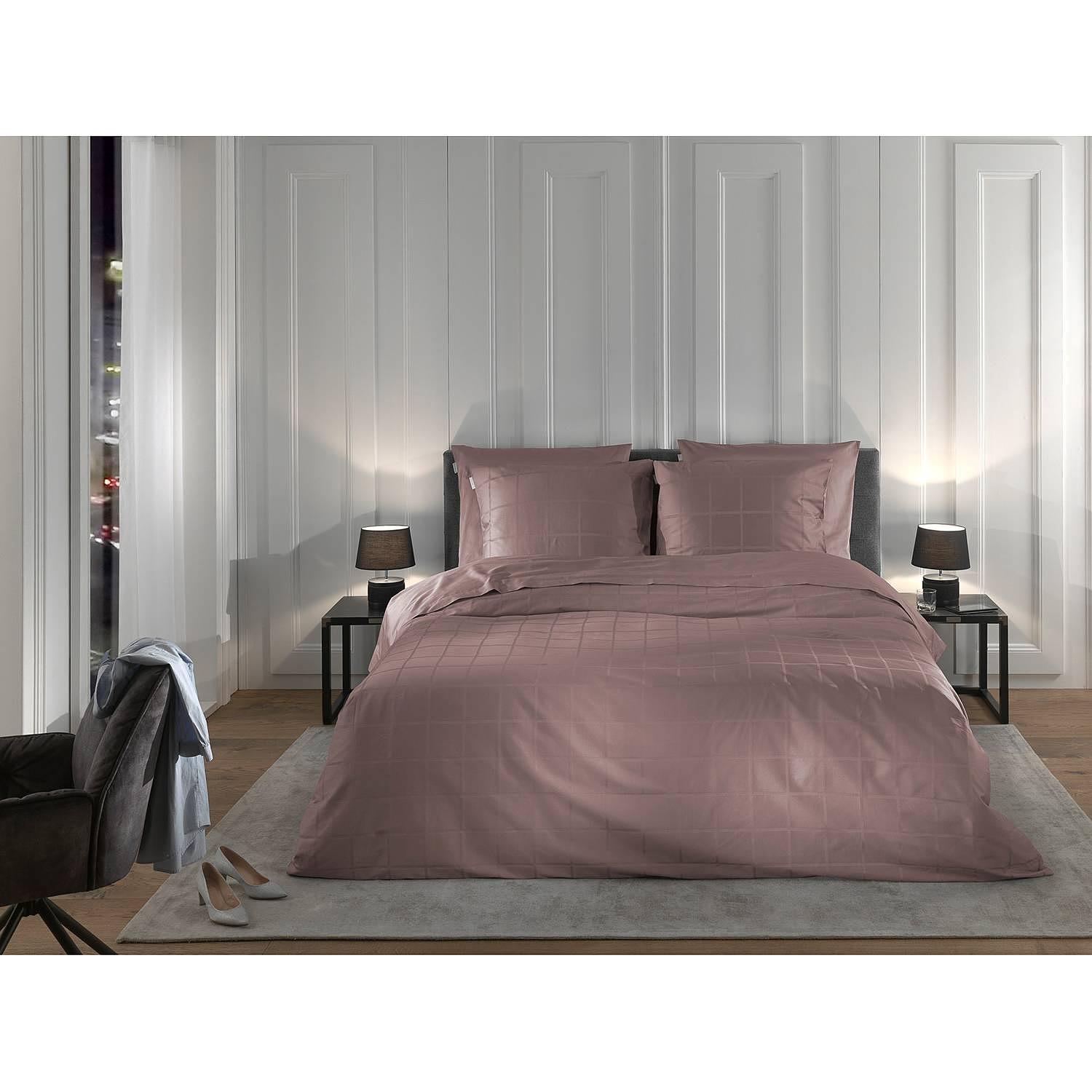 Bettwäsche Diamante Satin Altrosa 135 x 200 + Kissen 2